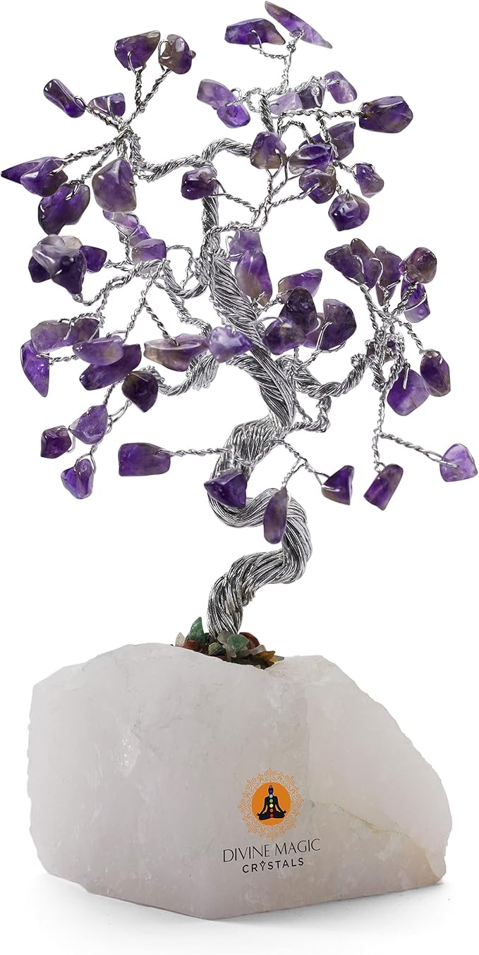 神圣魔法紫水晶生命树冥想礼物 | *水晶好运盆景树紫色乔迁礼物精神